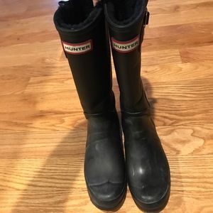 HUNTER fleece lined black tall boots